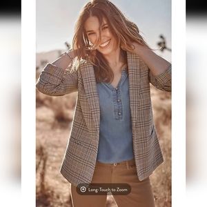 J. Jill Plaid Blazer in Tan and Blue